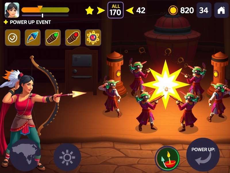 Archero Curry Warrior gameplay screenshot showing character with bow and arrow